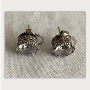 Judith Ripka Sterling Silver Cz Stud Earrings